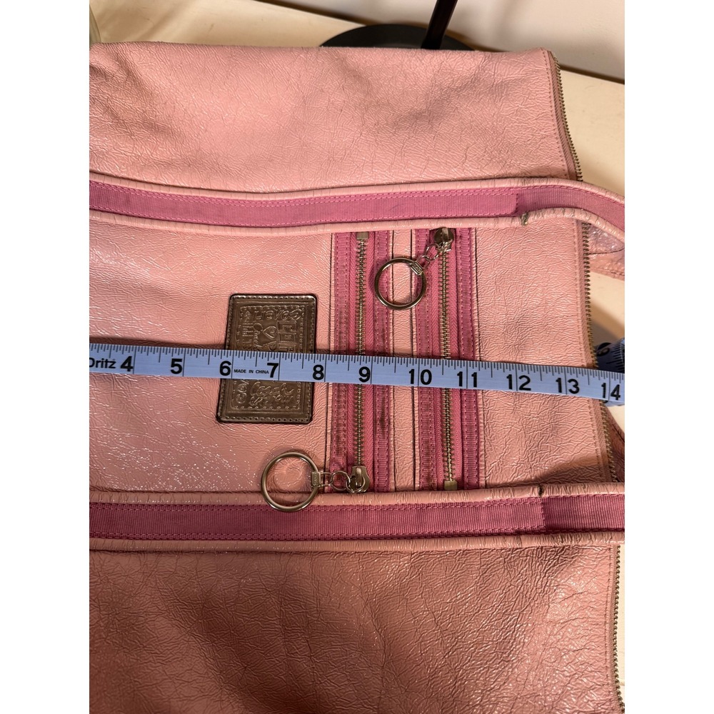 Coach Poppy Pink Leather Tote Bag Metallic Trim Ring Pulls 14531 - Picture 10 of 11